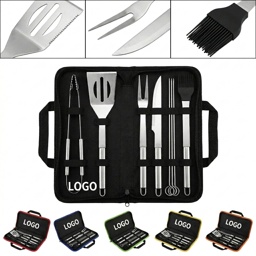 Complete 9-Piece Barbecue Tool Kit in Durable Nylon Travel Bag