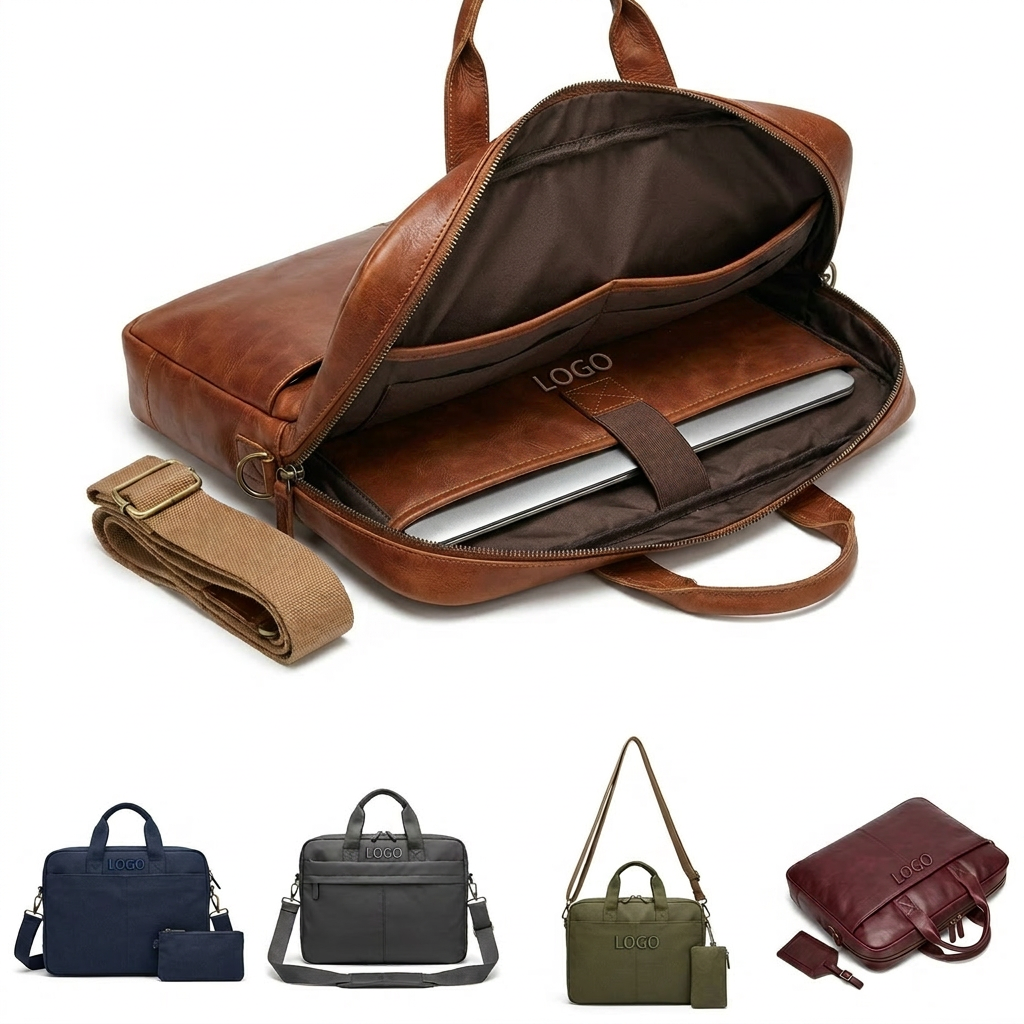 15 Inch Leather Laptop Messenger Bag for Business Professionals