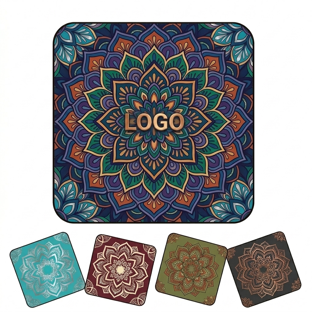 Mandala Pattern Square Coasters Set
