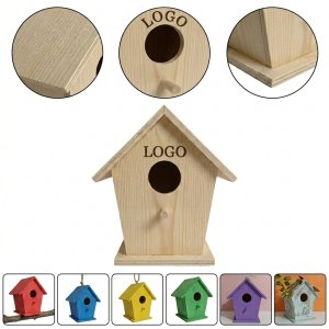 Customizable Laser-Engraved Wooden Birdhouse with Removable Roof