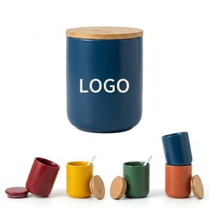 27 oz. Ceramic Kitchen Canister with Airtight Bamboo Lid for Food Storage