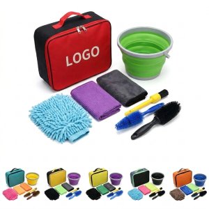 8-Color Complete Auto Detailing Kit with 10 Tools, Towels, Brushes & Bucket