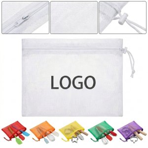 Mesh Zipper Pouch Organizer - Multi-Color Set for Documents & Essentials
