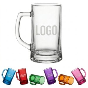 17OZ Heavy Beer Mugs with Handle - Classic German Design Glass Tankards for Ale, Lager, Coffee & Tea